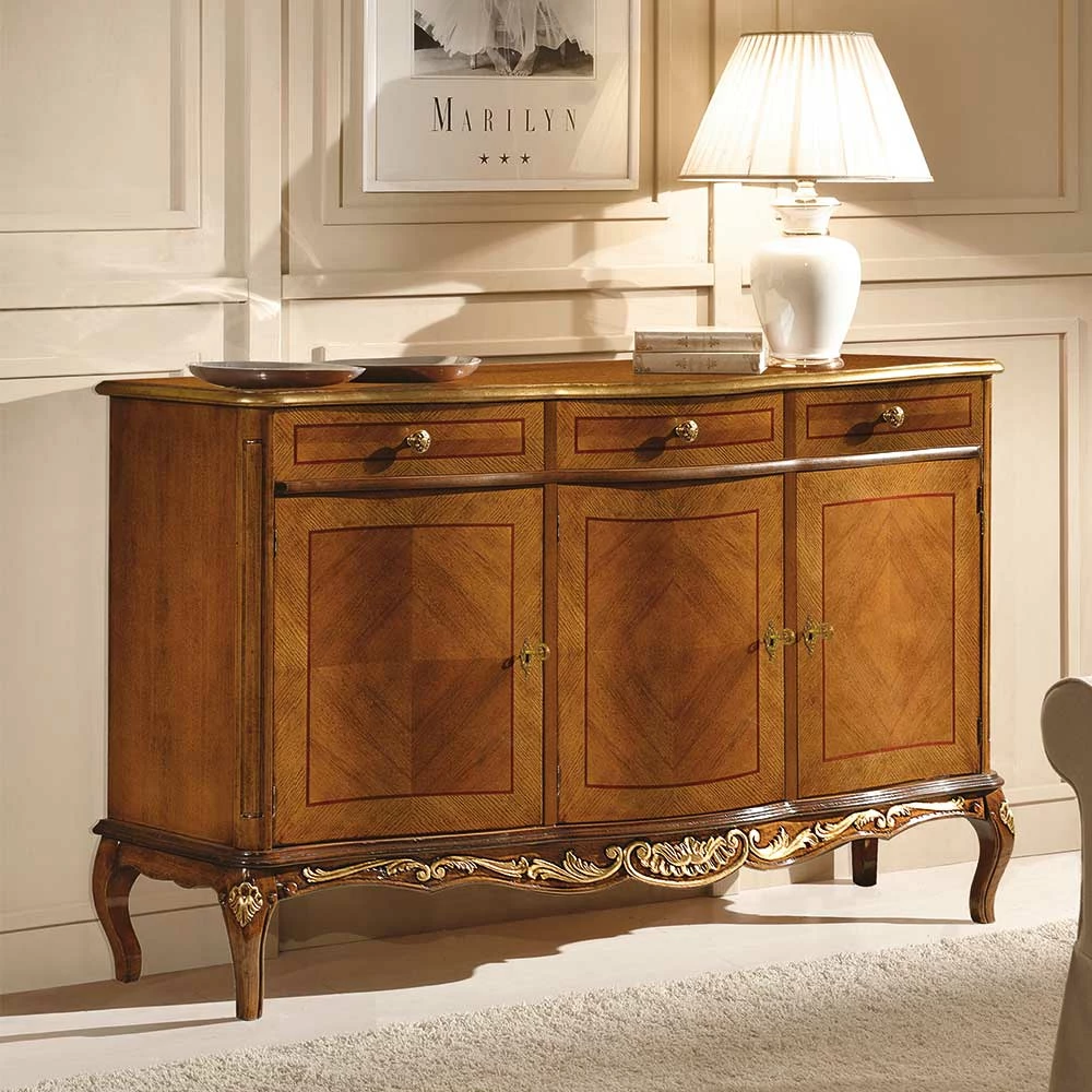 Top 10 ⌛ 100 Cm Hohes Sideboard In Nussbaum & Gold - Aciara 🧨 2 Top 10 ⌛ 100 Cm Hohes Sideboard In Nussbaum & Gold - Aciara 🧨 – Bild 2