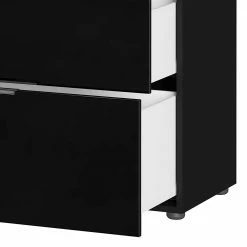 Bestpreis 🤩 101cm Hohe Design Kommode In Schwarz Mit Glas - Lavencia 🤩 -Reanna Shop 101cm hohe design kommode in schwarz mit glas beschichtet lavencia 04