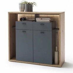 Auslauf 🤩 115x108x40 Design Highboard In Eiche Optik - Dalavera 🔔 -Reanna Shop 115x108x40 design highboard in eiche optik und grau dalavera 02