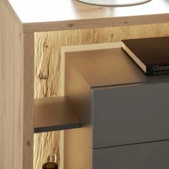 Auslauf 🤩 115x108x40 Design Highboard In Eiche Optik - Dalavera 🔔 -Reanna Shop 115x108x40 design highboard in eiche optik und grau dalavera 04