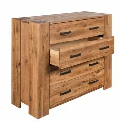 Rabatt 🔔 120x100 Eiche Kommode Mit Metallgriffen - Latinossa 🎁 -Reanna Shop 120x100 eiche kommode mit metallgriffen und vier schubladen latinossa 03