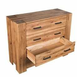 Rabatt 🔔 120x100 Eiche Kommode Mit Metallgriffen - Latinossa 🎁 -Reanna Shop 120x100 eiche kommode mit metallgriffen und vier schubladen latinossa 04