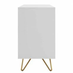 Am billigsten 🛒 120x70x40 Weiße Kommode Mit Metallfüßen In Gold - Pestrov 🥰 -Reanna Shop 120x70x40 weisse kommode mit metallfuessen in gold 6 schubladen pestrov 02