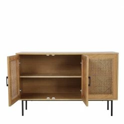 Blitzangebot 😍 120x76x39 3-türige Kommode Mit Wiener Geflecht - Esholda 🛒 -Reanna Shop 120x76x39 3 tuerige kommode mit wiener geflecht in natur mit schwarz esholda 04