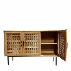 Blitzangebot 😍 120x76x39 3-türige Kommode Mit Wiener Geflecht - Esholda 🛒 -Reanna Shop 120x76x39 3 tuerige kommode mit wiener geflecht in natur mit schwarz esholda 05