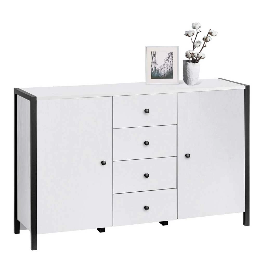 Coupon ⭐ 120x78x35 Kombi Kommode In Weiß Mit Schwarz - Nokios ✔️ 2 Coupon ⭐ 120x78x35 Kombi Kommode In Weiß Mit Schwarz - Nokios ✔️ – Bild 2