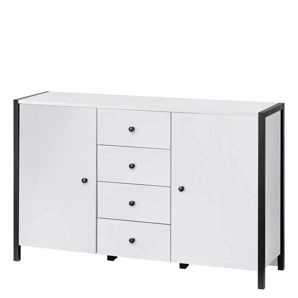 Coupon ⭐ 120x78x35 Kombi Kommode In Weiß Mit Schwarz - Nokios ✔️ 1 Coupon ⭐ 120x78x35 Kombi Kommode In Weiß Mit Schwarz - Nokios ✔️