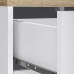 Auslauf 🌟 120x80x35 Kommode In Weiß Mit Sonoma Eiche - Nudion I ⭐ -Reanna Shop 120x80x35 kommode in weiss mit sonoma eiche modernes landhaus nudion i 05