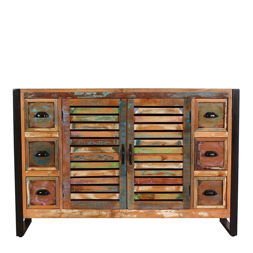 Budget 🔥 120x80x35 Shabby Chic Kommode Aus Buntem Altholz - Vosbadus 🎉 2 Budget 🔥 120x80x35 Shabby Chic Kommode Aus Buntem Altholz - Vosbadus 🎉 – Bild 2