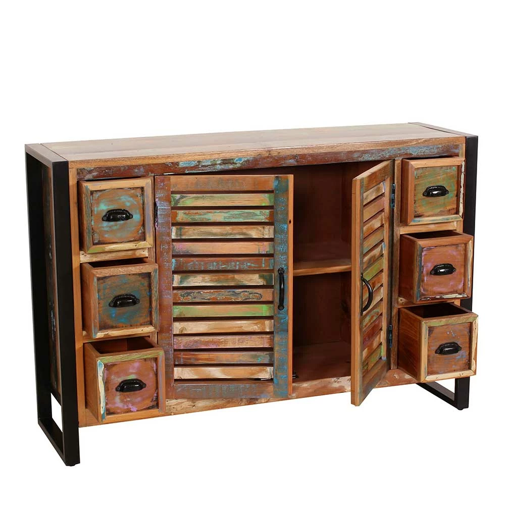 Budget 🔥 120x80x35 Shabby Chic Kommode Aus Buntem Altholz - Vosbadus 🎉 4 Budget 🔥 120x80x35 Shabby Chic Kommode Aus Buntem Altholz - Vosbadus 🎉 – Bild 4