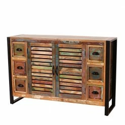 Budget 🔥 120x80x35 Shabby Chic Kommode Aus Buntem Altholz - Vosbadus 🎉