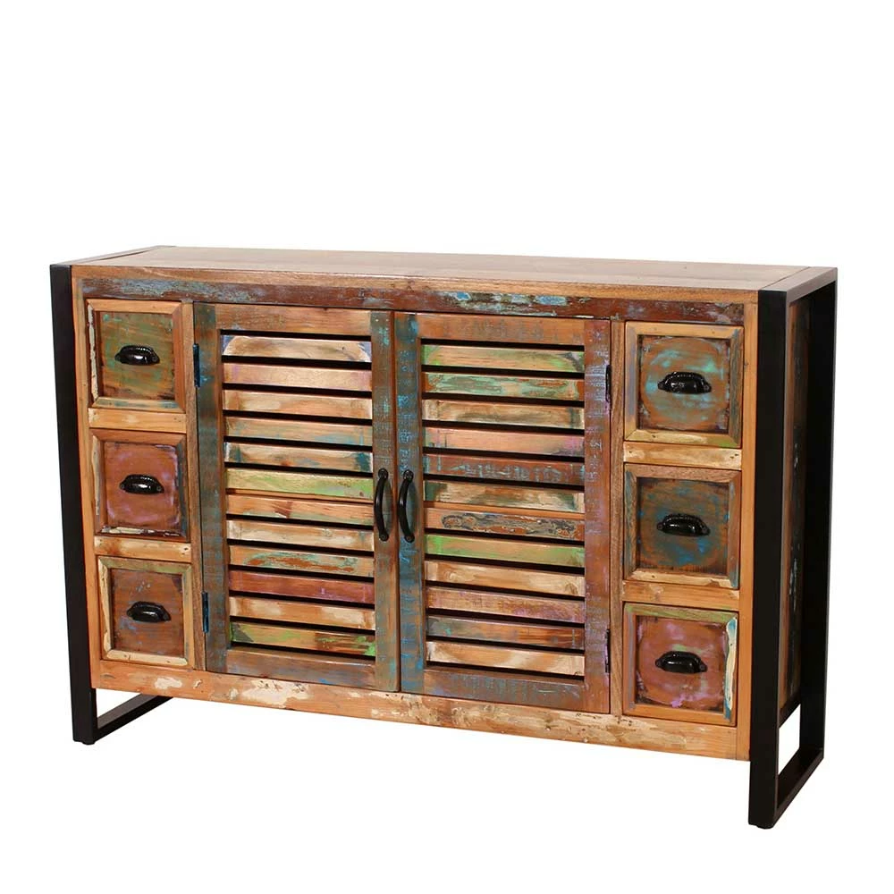 Budget 🔥 120x80x35 Shabby Chic Kommode Aus Buntem Altholz - Vosbadus 🎉 1 Budget 🔥 120x80x35 Shabby Chic Kommode Aus Buntem Altholz - Vosbadus 🎉