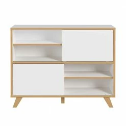 Großhandel 🤩 120x92x40 Skandi Schrank Mit 2 Schiebetüren - Pronada ⭐ -Reanna Shop 120x92x40 skandi schrank mit 2 schiebetueren 4 faechern pronada 02