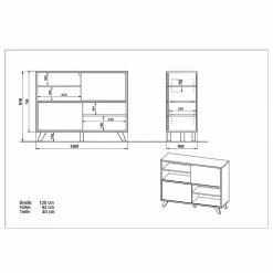 Großhandel 🤩 120x92x40 Skandi Schrank Mit 2 Schiebetüren - Pronada ⭐ -Reanna Shop 120x92x40 skandi schrank mit 2 schiebetueren 4 faechern pronada 05