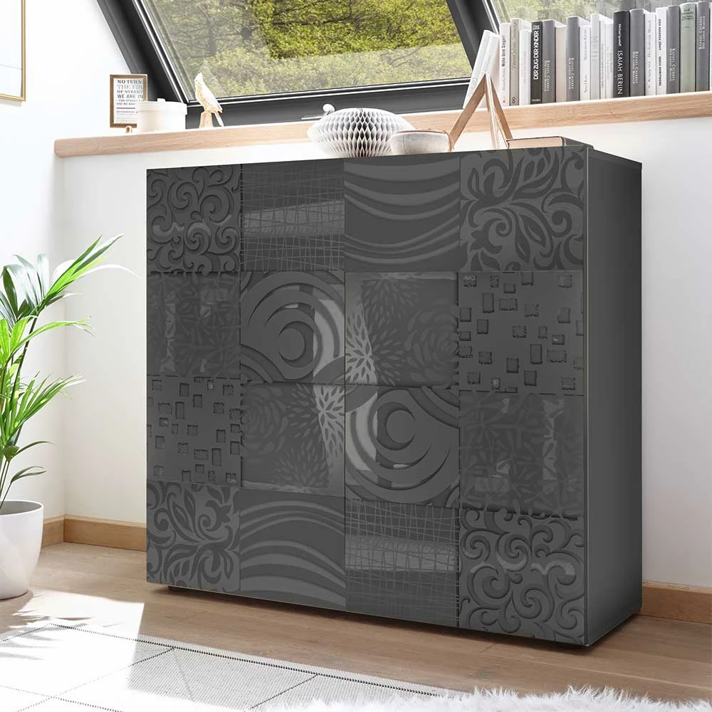 Am billigsten ✨ 121x111x42 Türen-Kommode In Grau Glanz - Ipatal 🔥 2 Am billigsten ✨ 121x111x42 Türen-Kommode In Grau Glanz - Ipatal 🔥 – Bild 2