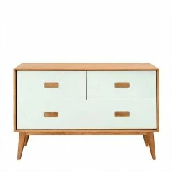 Billig 🤩 123x77x50 Kommode In Weiß & Eiche - Julecas 🧨