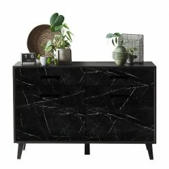 Am billigsten 🌟 126x85x40 Kommode Im Marmor Look - Jaennos 🎁 -Reanna Shop 126x85x40 kommode im marmor look schwarz 2 tueren 2 schubladen jaennos 03