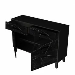 Am billigsten 🌟 126x85x40 Kommode Im Marmor Look - Jaennos 🎁 -Reanna Shop 126x85x40 kommode im marmor look schwarz 2 tueren 2 schubladen jaennos 04