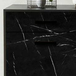 Am billigsten 🌟 126x85x40 Kommode Im Marmor Look - Jaennos 🎁 -Reanna Shop 126x85x40 kommode im marmor look schwarz 2 tueren 2 schubladen jaennos 05