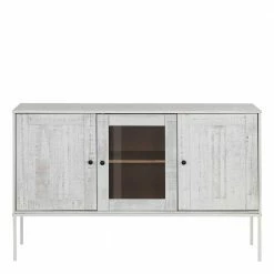 Neu 👏 130x80x35 Sideboard Mit Glas & Kiefernholz Weiß - Ejeliva ⭐ -Reanna Shop 130x80x35 sideboard mit glas kiefernholz weiss metallgestell weiss ejeliva 02