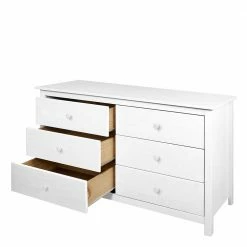 Auslauf ✔️ 130x80x45 Skandi Kommode Mit Sechs Schubladen - Etrinas 🔔 -Reanna Shop 130x80x45 skandi kommode mit sechs schubladen in weiss lackiert aus kiefernholz etrinas 02