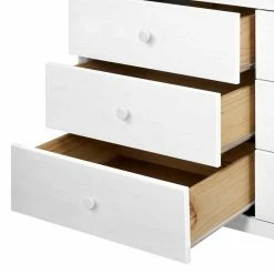 Auslauf ✔️ 130x80x45 Skandi Kommode Mit Sechs Schubladen - Etrinas 🔔 -Reanna Shop 130x80x45 skandi kommode mit sechs schubladen in weiss lackiert aus kiefernholz etrinas 04