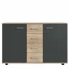 Schlussverkauf 😀 130x83x41 Kommode In Eiche & Dunkelgrau - Puvina 🎁
