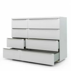 Aktion 🔔 130x97x45 Moderne Kommode Mit Acht Schubladen - Kalis 💯 -Reanna Shop 130x97x45 moderne kommode mit acht schubladen in weiss mit metallgriffen kalis 05