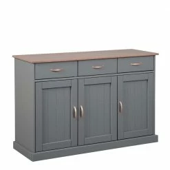 Billig ✨ 131x86x45 Landhaus Anrichte In Grau & Braun - Nepplan 🎉