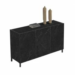 Blitzangebot 🎉 132x82x42 3-türige Kommode In Marmor-Optik - Mespiva 🛒 -Reanna Shop 132x82x42 3 tuerige kommode in marmor optik schwarz mit hellgrau mespiva 03