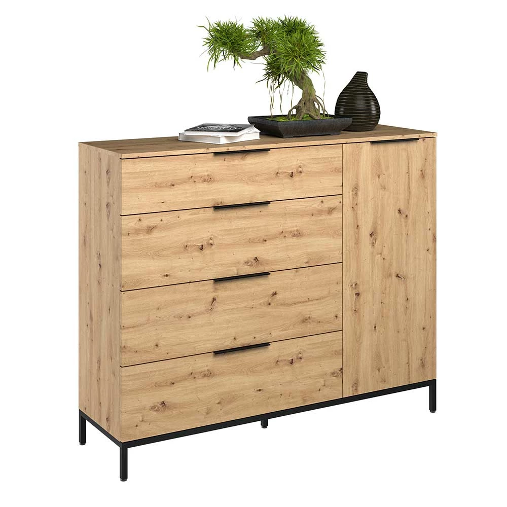 Schlussverkauf 🔔 135x113x40 Hohe Kombi-Kommode In Asteiche Dekor - Vunsci 🧨 2 Schlussverkauf 🔔 135x113x40 Hohe Kombi-Kommode In Asteiche Dekor - Vunsci 🧨 – Bild 2