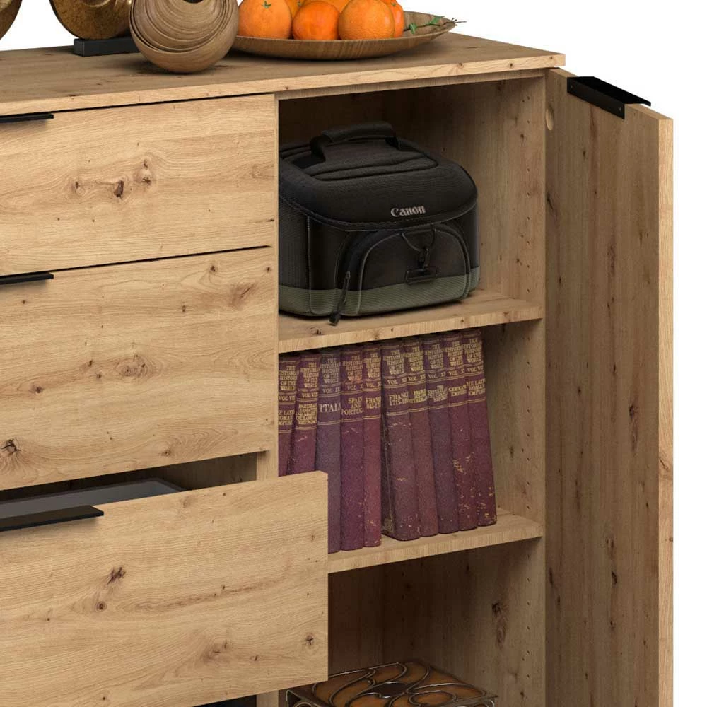 Schlussverkauf 🔔 135x113x40 Hohe Kombi-Kommode In Asteiche Dekor - Vunsci 🧨 5 Schlussverkauf 🔔 135x113x40 Hohe Kombi-Kommode In Asteiche Dekor - Vunsci 🧨 – Bild 5