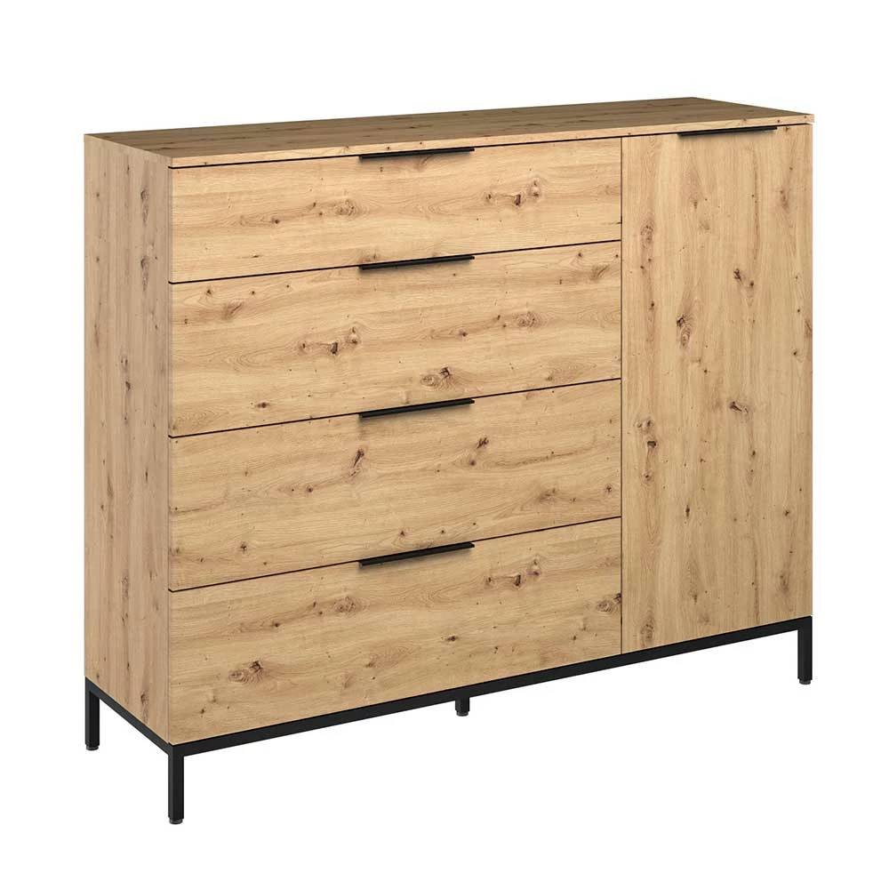 Schlussverkauf 🔔 135x113x40 Hohe Kombi-Kommode In Asteiche Dekor - Vunsci 🧨 1 Schlussverkauf 🔔 135x113x40 Hohe Kombi-Kommode In Asteiche Dekor - Vunsci 🧨