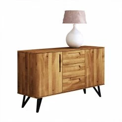 Billig 🧨 136x81x45 Massivholzkommode Mit Stahlbeinen - Mandirov ⭐