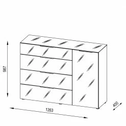 Brandneu 🛒 136x99x40 Kommode Mit Vier Schubladen & Tür - Ejedan 🤩 -Reanna Shop 136x99x40 kommode mit vier schubladen tuer in anthrazit ejedan 04