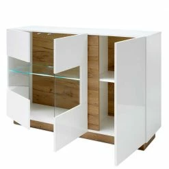 Coupon 🛒 138x91x40 Kommode Mit Glas 3-türig - Myrda 🔥 9 Coupon 🛒 138x91x40 Kommode Mit Glas 3-türig - Myrda 🔥 -Reanna Shop 138x91x40 kommode mit glas 3 tuerig in weiss dekor wildeiche myrda 03