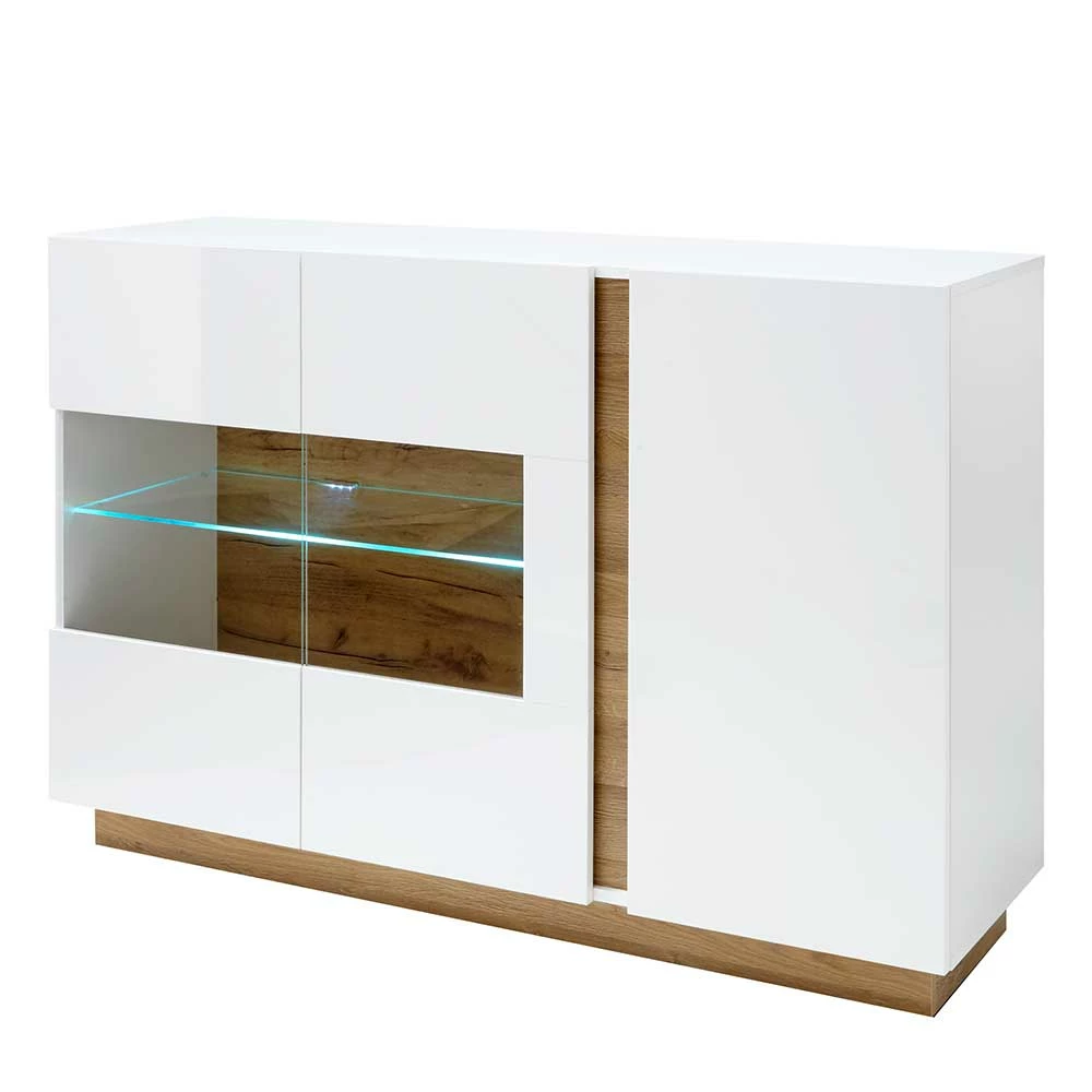 Coupon 🛒 138x91x40 Kommode Mit Glas 3-türig - Myrda 🔥 1 Coupon 🛒 138x91x40 Kommode Mit Glas 3-türig - Myrda 🔥