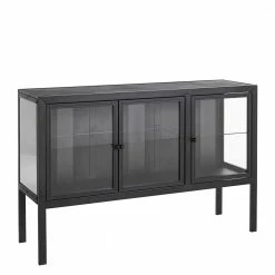 Neu 🌟 139x90x40 Türen-Kommode Vitrine Aus Glas & Metall - Ricona 🔔 -Reanna Shop 139x90x40 tueren kommode vitrine aus glas metall in schwarz ricona 02