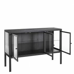 Neu 🌟 139x90x40 Türen-Kommode Vitrine Aus Glas & Metall - Ricona 🔔 -Reanna Shop 139x90x40 tueren kommode vitrine aus glas metall in schwarz ricona 04