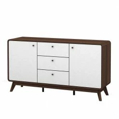 Rabatt 🎉 140x76x39 Design Sideboard In Weiß & Walnuss - Devkan 🌟