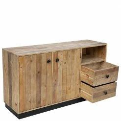 Schlussverkauf 🤩 140x80x44 Kombikommode Mit Sockelgestell - Dulcinus ⌛ -Reanna Shop 140x80x44 kombikommode mit sockelgestell aus recyclingholz pinie zweifarbig dulcinus 04