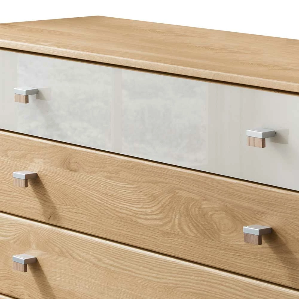 Besorgen ❤️ 141cm 5 Schubladen Kommode In Eiche & Beige - Emdsiva ⌛ 2 Besorgen ❤️ 141cm 5 Schubladen Kommode In Eiche & Beige - Emdsiva ⌛ – Bild 2