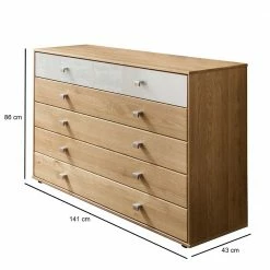 Besorgen ❤️ 141cm 5 Schubladen Kommode In Eiche & Beige - Emdsiva ⌛ 7 Besorgen ❤️ 141cm 5 Schubladen Kommode In Eiche & Beige - Emdsiva ⌛ -Reanna Shop 141cm 5 schubladen kommode in eiche beige aus massivholz glas emdsiva 04