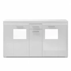 Budget 🔔 144x82x40 Cm Hochglanz Sideboard In Weiß - Timmona ✨ 8 Budget 🔔 144x82x40 Cm Hochglanz Sideboard In Weiß - Timmona ✨ -Reanna Shop 144x82x40 cm hochglanz sideboard in weiss 3 tuerig schublade timmona 02