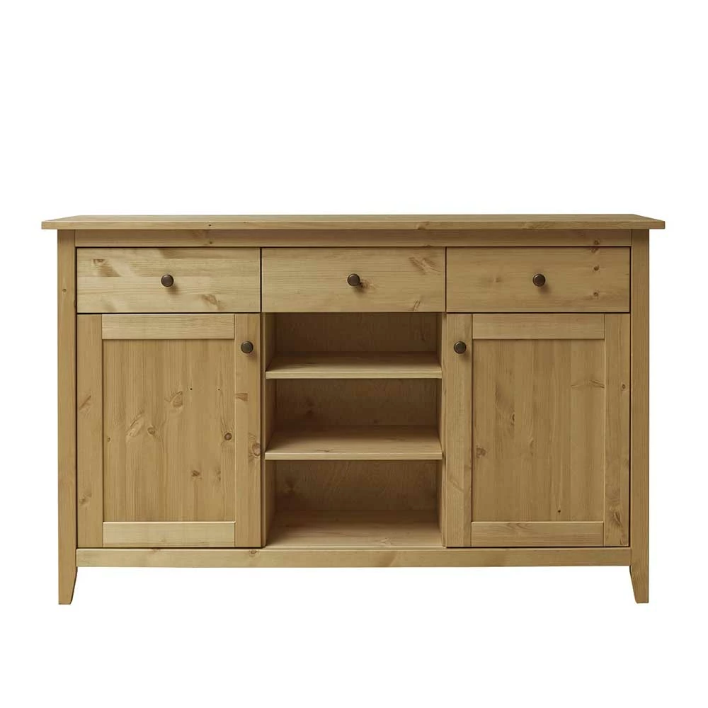 Angebote 🤩 144x91x40 Landhaus Anrichte Aus Kiefer Massivholz - Krems ✨ 1 Angebote 🤩 144x91x40 Landhaus Anrichte Aus Kiefer Massivholz - Krems ✨