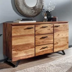 Reanna Shop -Reanna Shop 145x82x45 massives sideboard aus holz sheesham und metall buegelgestell placer 01