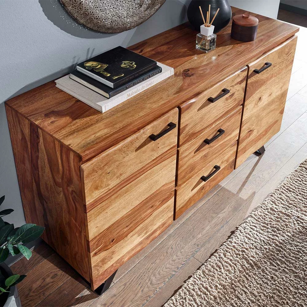Billig 😉 145x82x45 Massives Sideboard Aus Holz Sheesham - Placer 🎁 3 Billig 😉 145x82x45 Massives Sideboard Aus Holz Sheesham - Placer 🎁 – Bild 3