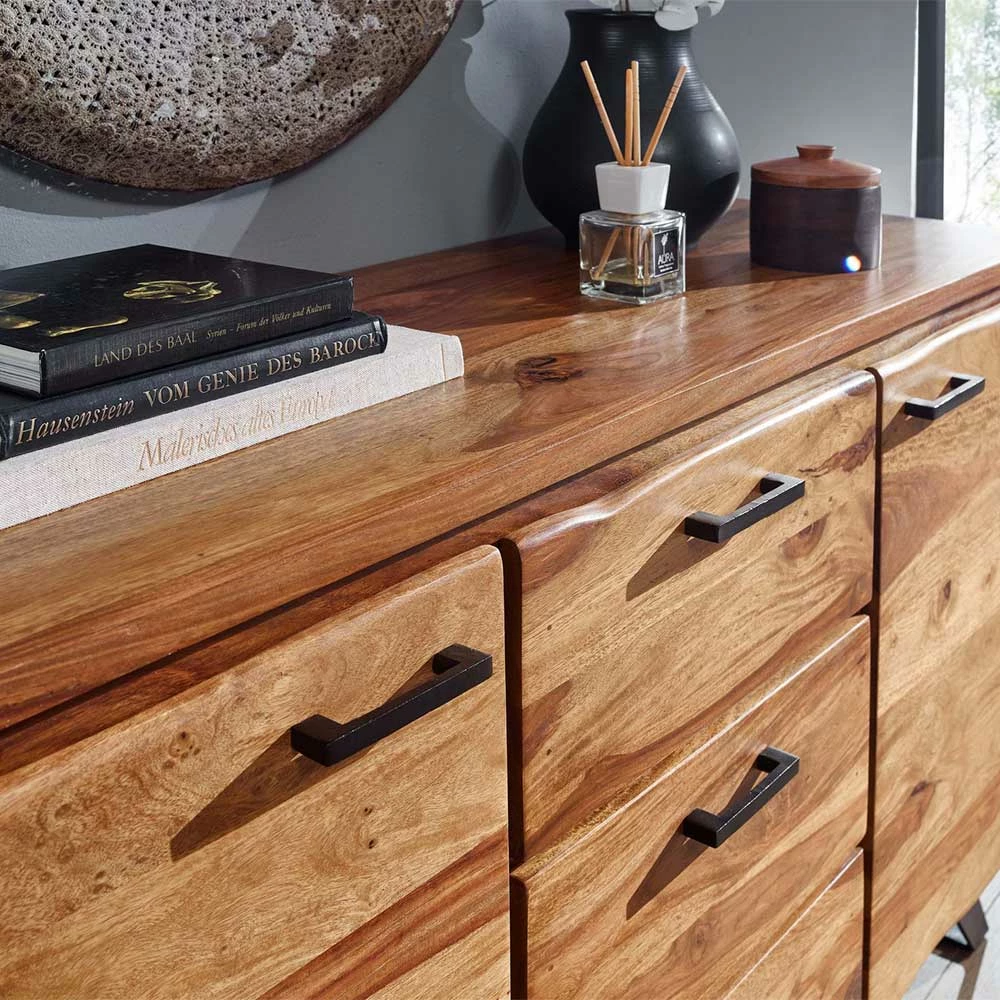 Billig 😉 145x82x45 Massives Sideboard Aus Holz Sheesham - Placer 🎁 5 Billig 😉 145x82x45 Massives Sideboard Aus Holz Sheesham - Placer 🎁 – Bild 5