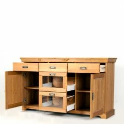 Aktion 🤩 145x84x40 Kommode Aus Holz Mit Glas - Arendu 🔥 -Reanna Shop 145x84x40 kommode aus holz mit glas modernes landhaus arendu 02