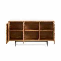 Billig ✔️ 147x81x41 Türen-Sideboard Aus Massiver Akazie - Olvinas 🛒 -Reanna Shop 147x81x41 tueren sideboard aus massiver akazie mit metallgestell olvinas 04